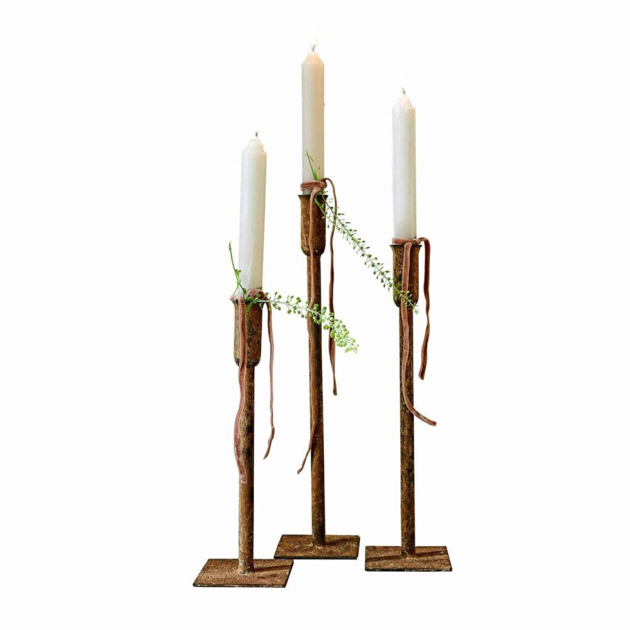 LOBERON 3-delige set kaarsenhouders Viverto antiekbruin afbeelding 1