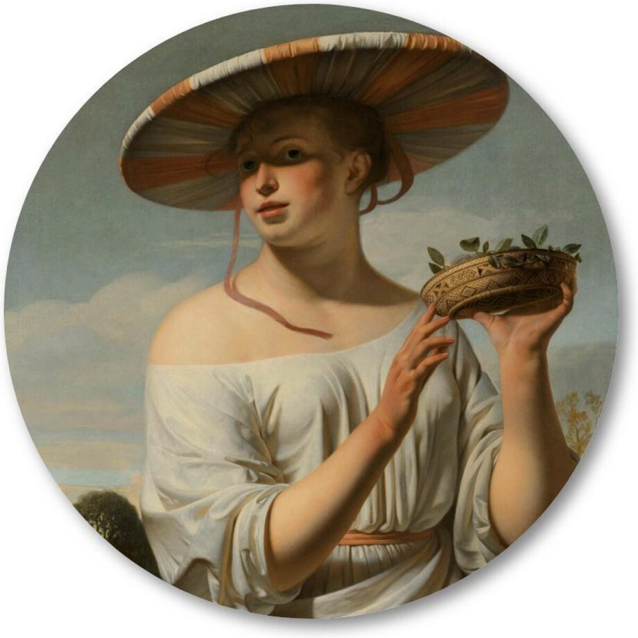 Meisje met een brede hoed - Muurcirkel Forex 30cm - Wandcirkel voor binnen - Caesar Boëtius van Everdingen - Meesterwerken Meisje met een brede hoed - Muurcirkel Forex 30cm - Wandcirkel voor binnen - Caesar Boëtius van Everdingen - Meesterwerken afbeelding 1