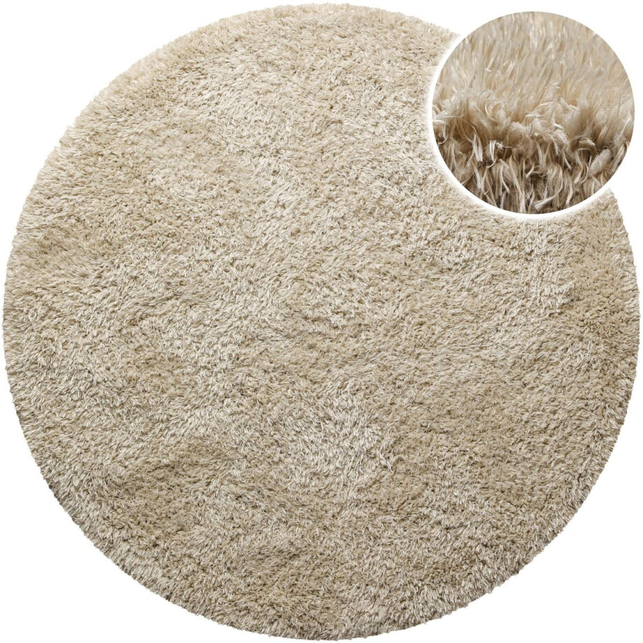 Homie Living - Matteo - Hoogpolig vloerkleed - 200 cm rond - zand - Homie Living - Matteo - Hoogpolig vloerkleed - 200 cm rond - zand - afbeelding 1