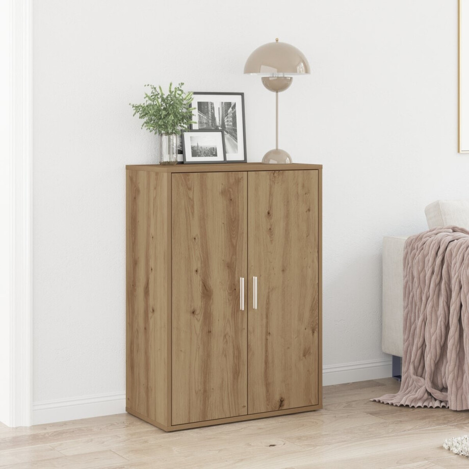 vidaXL - Dressoir - artisanaal - eikenkleurig - 60 - x - 31 - x - 84 - cm - Bewerkt - hout vidaXL - Dressoir - artisanaal - eikenkleurig - 60 - x - 31 - x - 84 - cm - Bewerkt - hout afbeelding 1