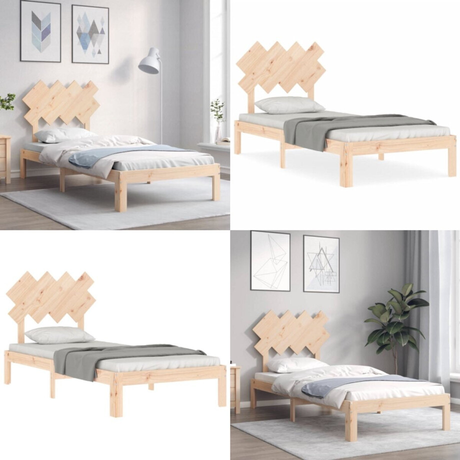 vidaXL Bedframe zonder matras massief grenenhout 90x200 cm - Bedframe - Bedframes - Bed - Eenpersoonsbed afbeelding 1