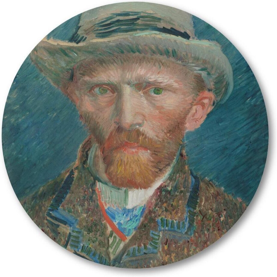 Zelfportret, Vincent van Gogh - Muurcirkel 80cm - Wandcirkel voor buiten - Aluminium Dibond - Vincent van Gogh - Besteposter - Meesterwerken afbeelding 1