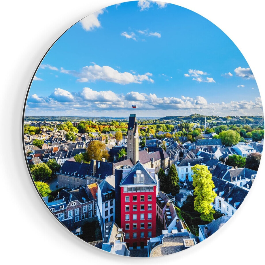 Artaza Dibond Muurcirkel Maastricht Stad met Huizen - Ø 70 cm - Wandcirkel - Rond Schilderij - Voor Binnen en Buiten afbeelding 1