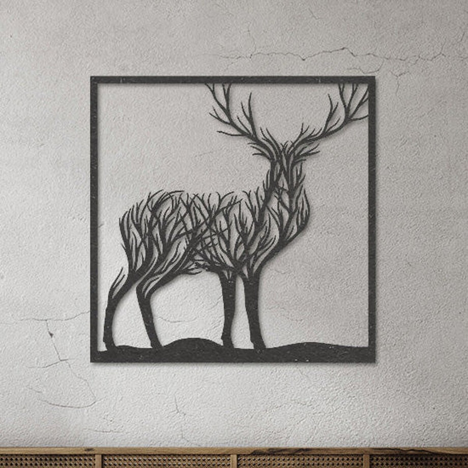 Wanddecoratie dieren | Hert van takken - M (40x40cm) Wanddecoratie dieren | Hert van takken - M (40x40cm) afbeelding 1