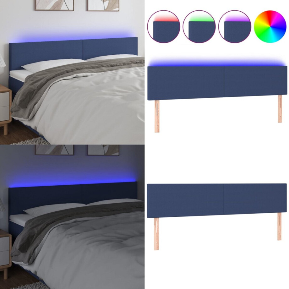 vidaXL Hoofdbord LED 200x5x78/88 cm stof blauw - Hoofdbord - Hoofdborden - Hoofdeinde - Houten Hoofdbord vidaXL Hoofdbord LED 200x5x78/88 cm stof blauw - Hoofdbord - Hoofdborden - Hoofdeinde - Houten Hoofdbord afbeelding 1