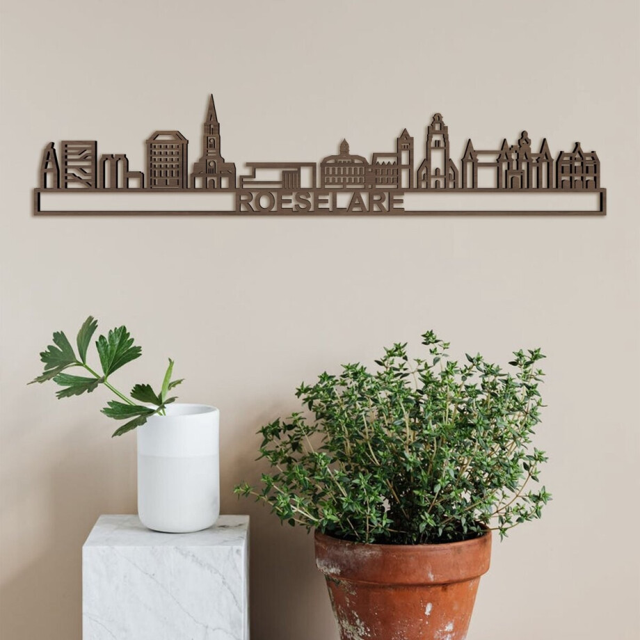 Skyline Roeselare Notenhout 90 Cm Wanddecoratie Voor Aan De Muur Met Tekst City Shapes Skyline Roeselare Notenhout 90 Cm Wanddecoratie Voor Aan De Muur Met Tekst City Shapes afbeelding 1
