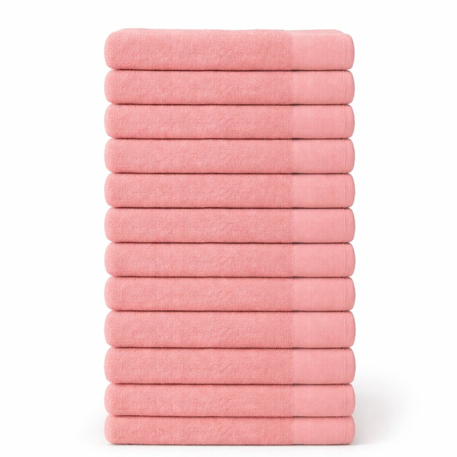 Saphira FRESH Handdoeken – 90x180 cm – Set van 12 – Roze – 100% Katoen – Ultra Zacht – Hoog Absorptievermogen – Sneldrogend – Hotelkwaliteit afbeelding 1