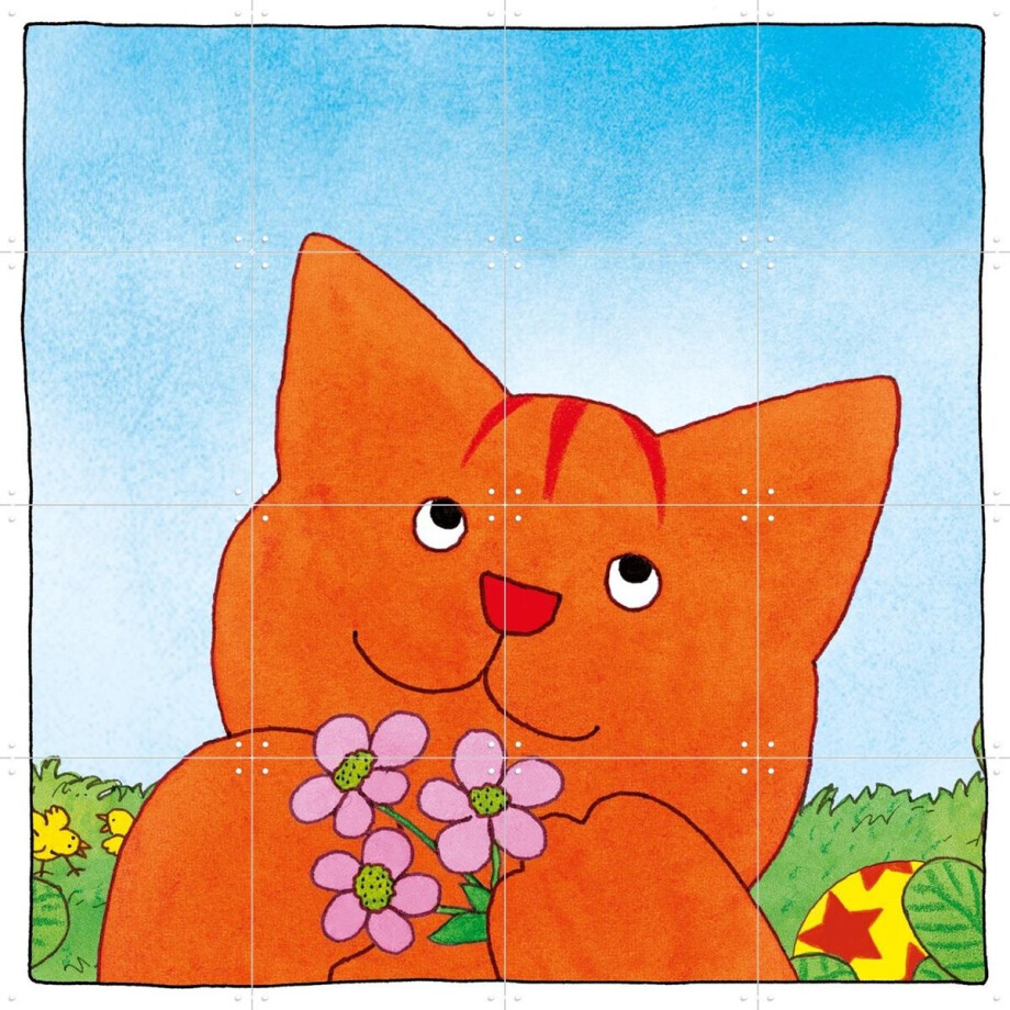 IXXI Dikkie Dik with flowers, Dikkie Dik - 80 x 80 cm - Gratis ophangtool - Grote wanddecoratie en posters - Kleurrijk, Cartoonesk, Illustraties IXXI Dikkie Dik with flowers, Dikkie Dik - 80 x 80 cm - Gratis ophangtool - Grote wanddecoratie en posters - Kleurrijk, Cartoonesk, Illustraties afbeelding 1