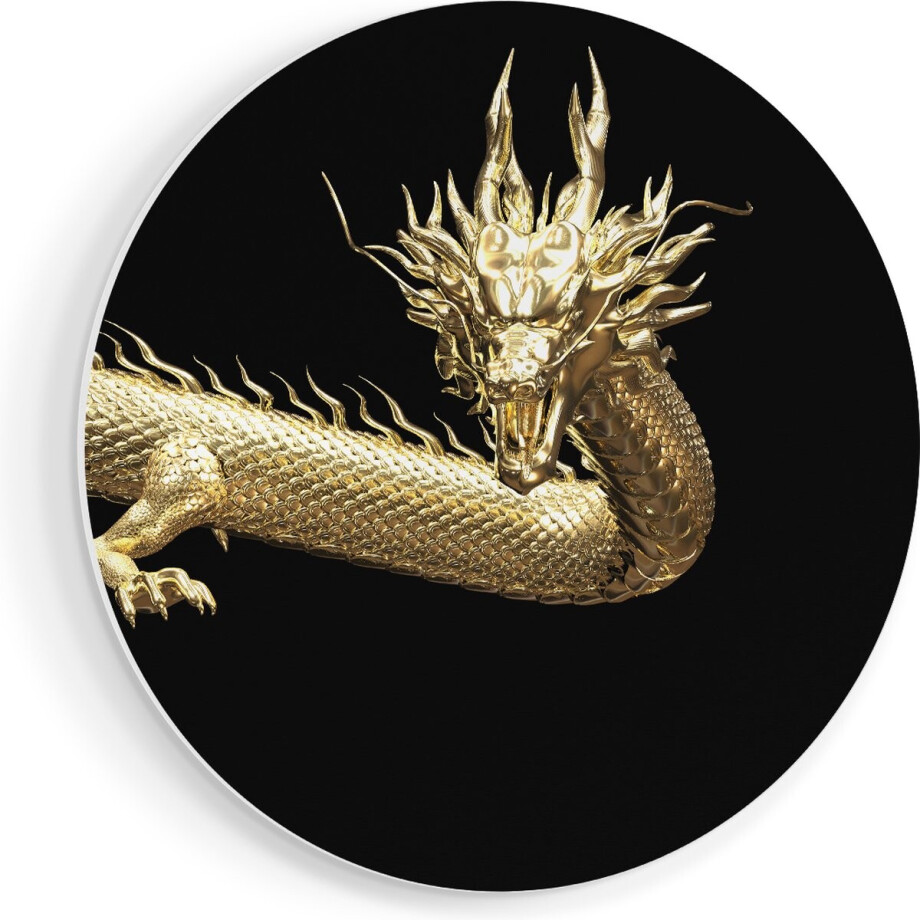 Artaza Forex Muurcirkel Gouden Draak - 40x40 cm - Klein - Wandcirkel - Rond Schilderij - Wanddecoratie Cirkel Artaza Forex Muurcirkel Gouden Draak - 40x40 cm - Klein - Wandcirkel - Rond Schilderij - Wanddecoratie Cirkel afbeelding 1