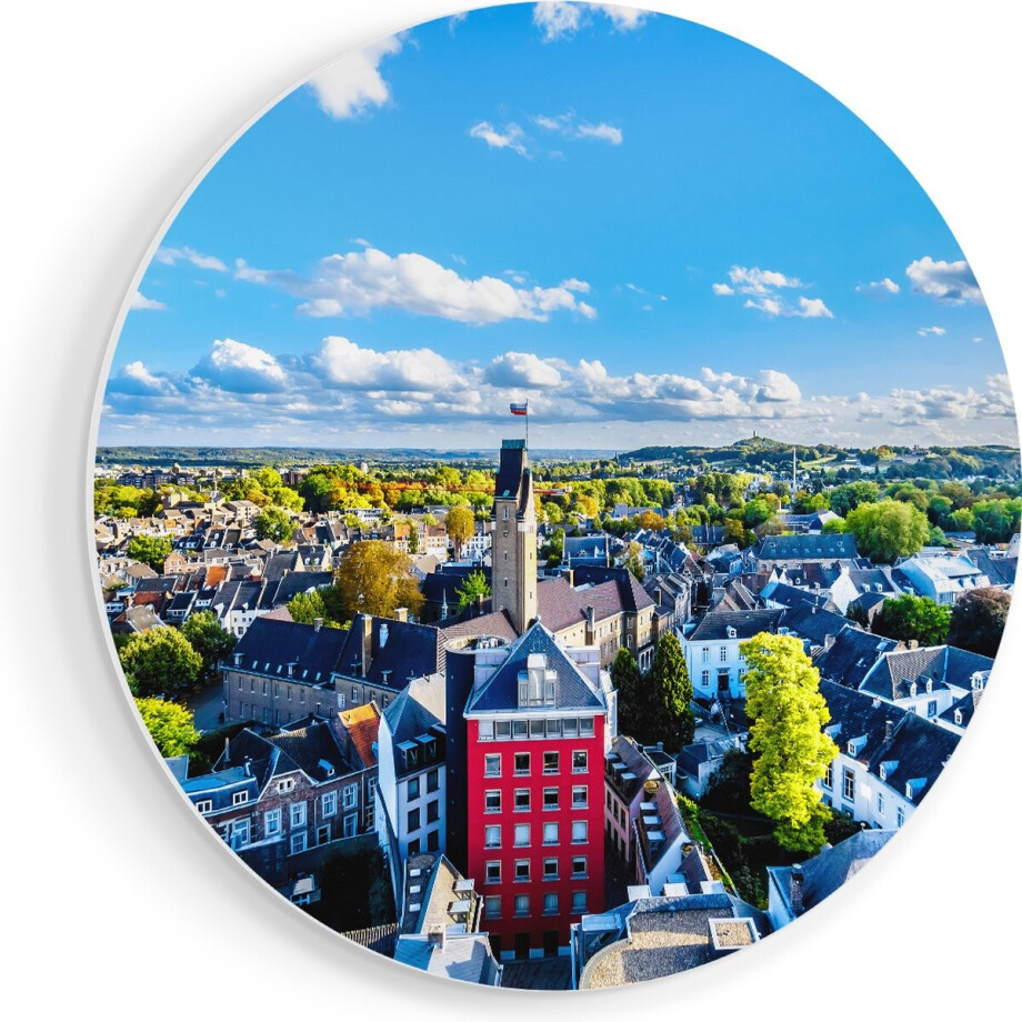 Artaza Forex Muurcirkel Maastricht Stad met Huizen - 70x70 cm - Wandcirkel - Rond Schilderij - Wanddecoratie Cirkel - Muurdecoratie afbeelding 1