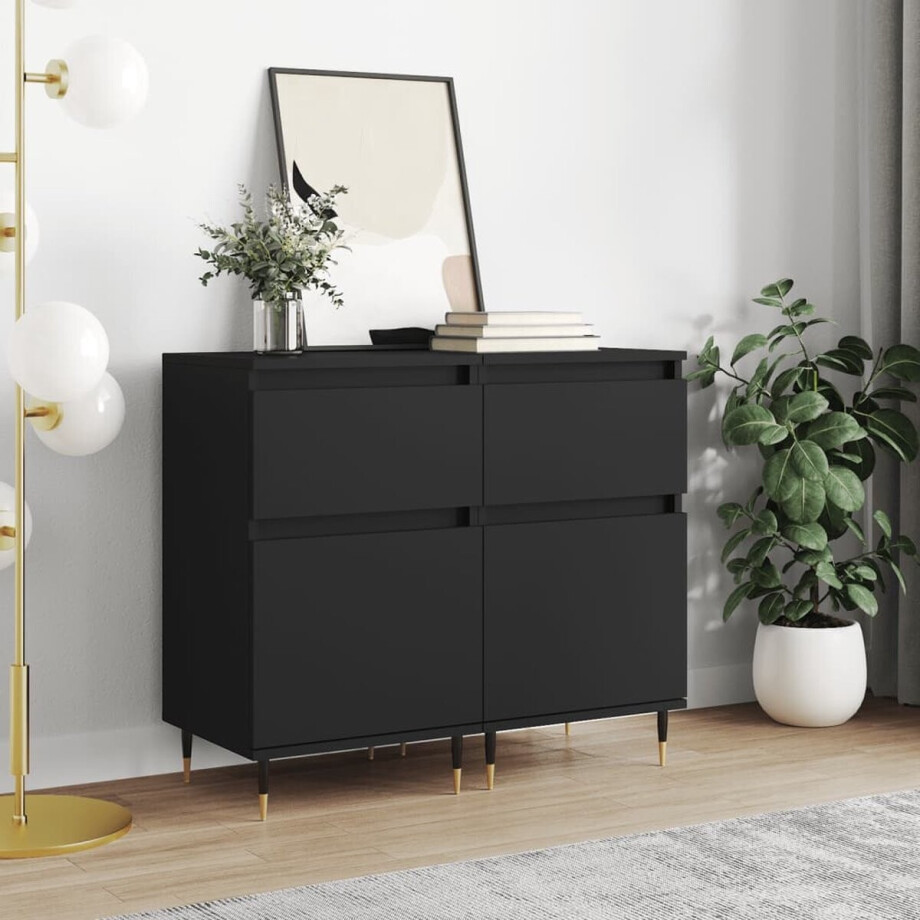 vidaXL Kast - Dressoir - Dressoirs 2 st 40x35x70 cm bewerkt hout zwart - Houten Dressoir - Zwarte Dressoir - Salontafel vidaXL Kast - Dressoir - Dressoirs 2 st 40x35x70 cm bewerkt hout zwart - Houten Dressoir - Zwarte Dressoir - Salontafel afbeelding 1