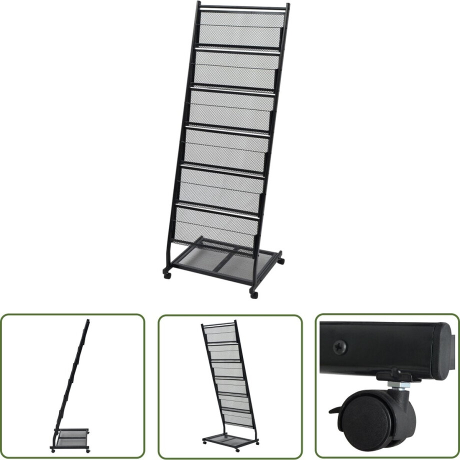 vidaXL Krantenrek - Tijdschriftenrek - Tijdschriftenrek zwart 47,5x43x133 cm A4 - Bladhouder - Magazijnhouder - Metalen Kast vidaXL Krantenrek - Tijdschriftenrek - Tijdschriftenrek zwart 47,5x43x133 cm A4 - Bladhouder - Magazijnhouder - Metalen Kast afbeelding 1