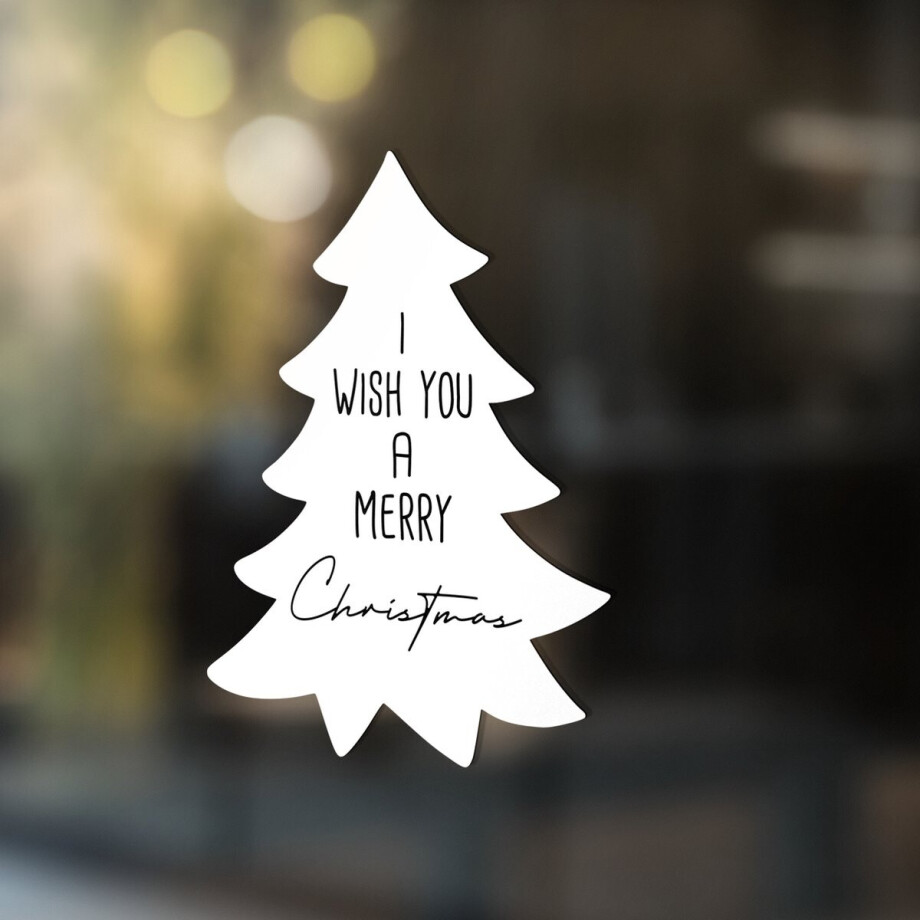 Label2X - Sticker Merry Christmas Boom - Wit - 50cm - Kerst - Kerstdecoratie - Kerst versiering Label2X - Sticker Merry Christmas Boom - Wit - 50cm - Kerst - Kerstdecoratie - Kerst versiering afbeelding 1