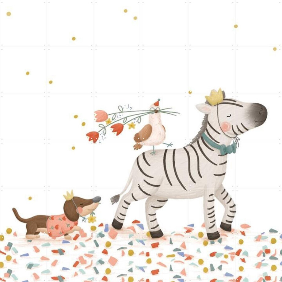 IXXI Confetti Party, Studio Phie - 120 x 120 cm - Gratis ophangtool - Grote wanddecoratie en posters - Cartoonesk, Fantasierijk, Speels, Illustraties afbeelding 1