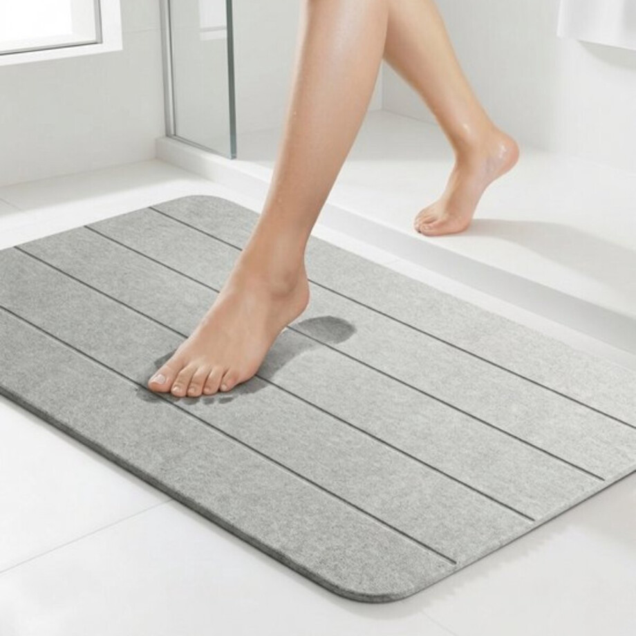 Livni & Co. Diatomite Badmat 60x40 cm – Sneldrogend Binnen 30 Seconden – Anti Schimmel - Antislip Douchemat – Absorberende Stenen Badmat – Grijs Livni & Co. Diatomite Badmat 60x40 cm – Sneldrogend Binnen 30 Seconden – Anti Schimmel - Antislip Douchemat – Absorberende Stenen Badmat – Grijs afbeelding 1