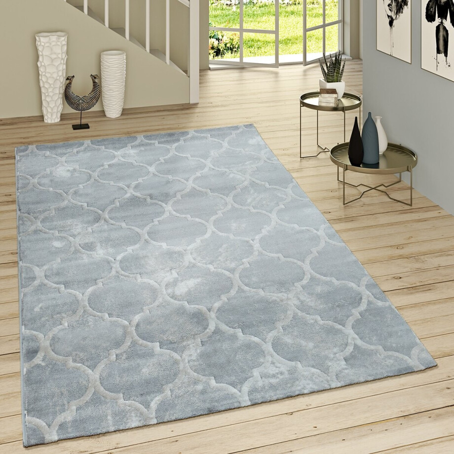 Paco Home Laagpolig Vloerkleed Modern Marokkaans Patroon Vintagestijl Ombre-Look Grijs/Wit 80x150 cm afbeelding 1