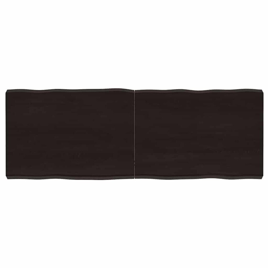 vidaXL - Tafelblad - natuurlijke - rand - 140x50x(2-6)cm - eikenhout - donkerbruin afbeelding 1