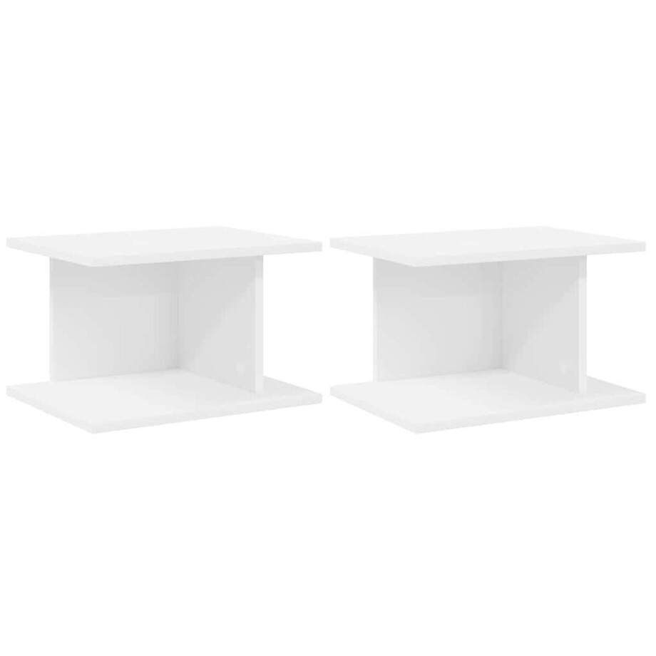 vidaXL - Nachtkastje - 2 - pcs - Wit - 40 - x - 30 - x - 25 - cm - Bewerkt - hout afbeelding 1