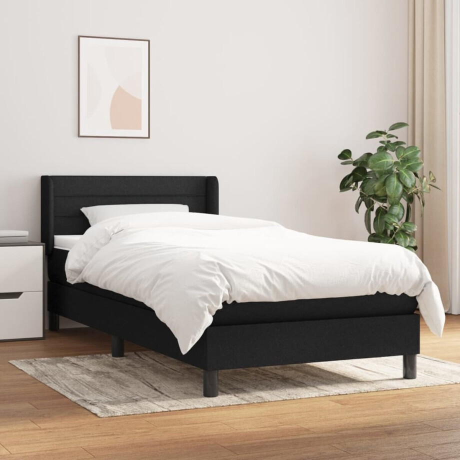 vidaXL - Boxspring - met - matras - stof - zwart - 80x200 - cm afbeelding 1