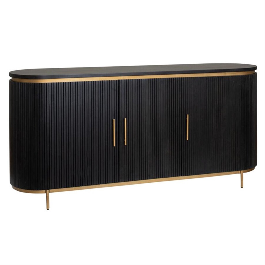 Tower Living Dressoir Rivello - Zwart Hout - 180x45x80cm Tower Living Dressoir Rivello - Zwart Hout - 180x45x80cm afbeelding 1