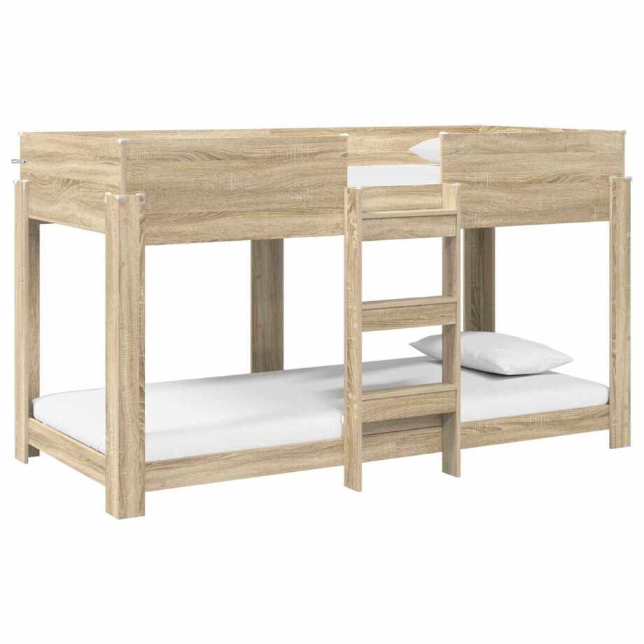 vidaXL - Stapeld - bed - voor - kids - Sonoma - Eik - 100 - x - 200 - cm - Bewerkt - hout afbeelding 1
