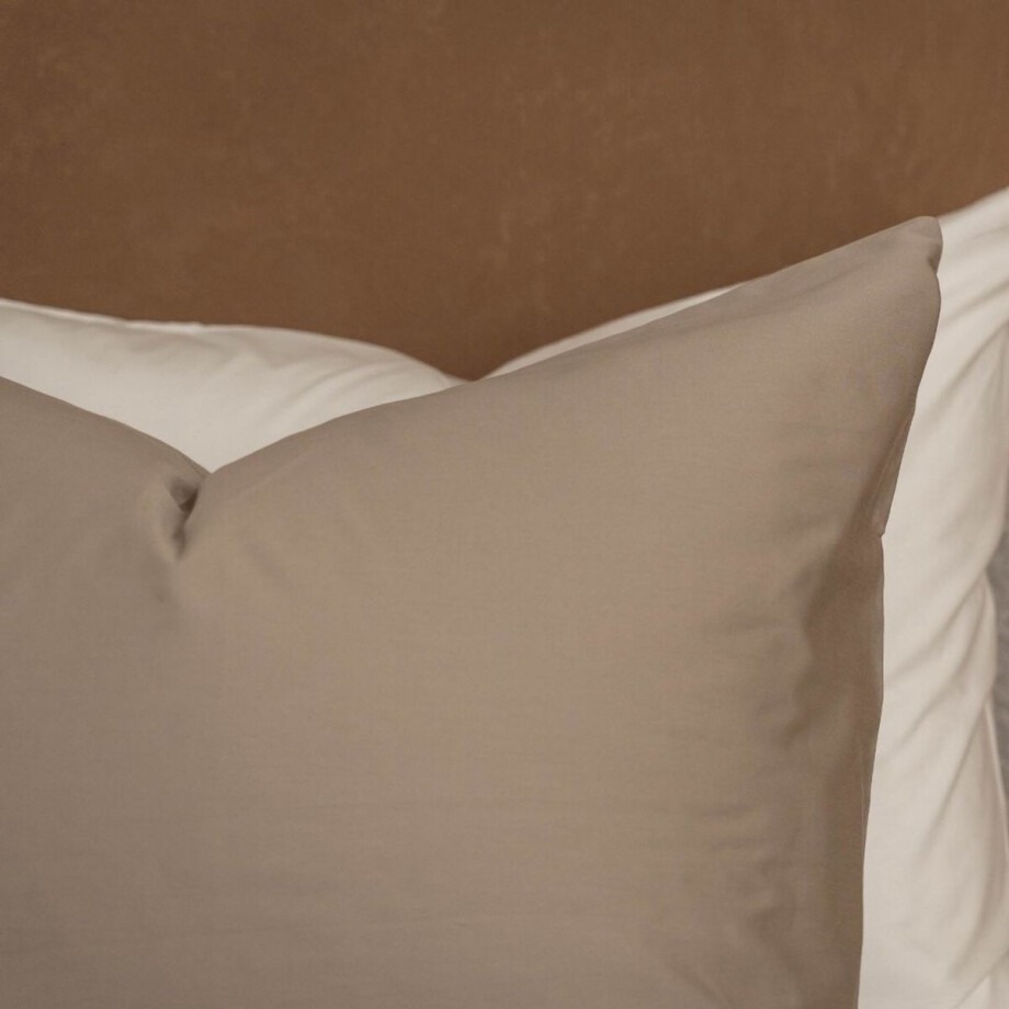 Kayori Dona Dekbedovertrek Katoensatijn - 140x200-220 + 1 sloop - Zacht & Shiny - Eenpersoons - Taupe afbeelding 1