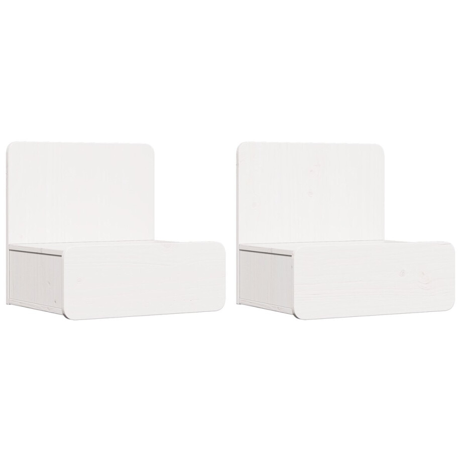 vidaXL - Nachtkastje - 2 - pcs - Wit - 44 - x - 32,5 - x - 40 - cm - Massief - grenenhout afbeelding 1