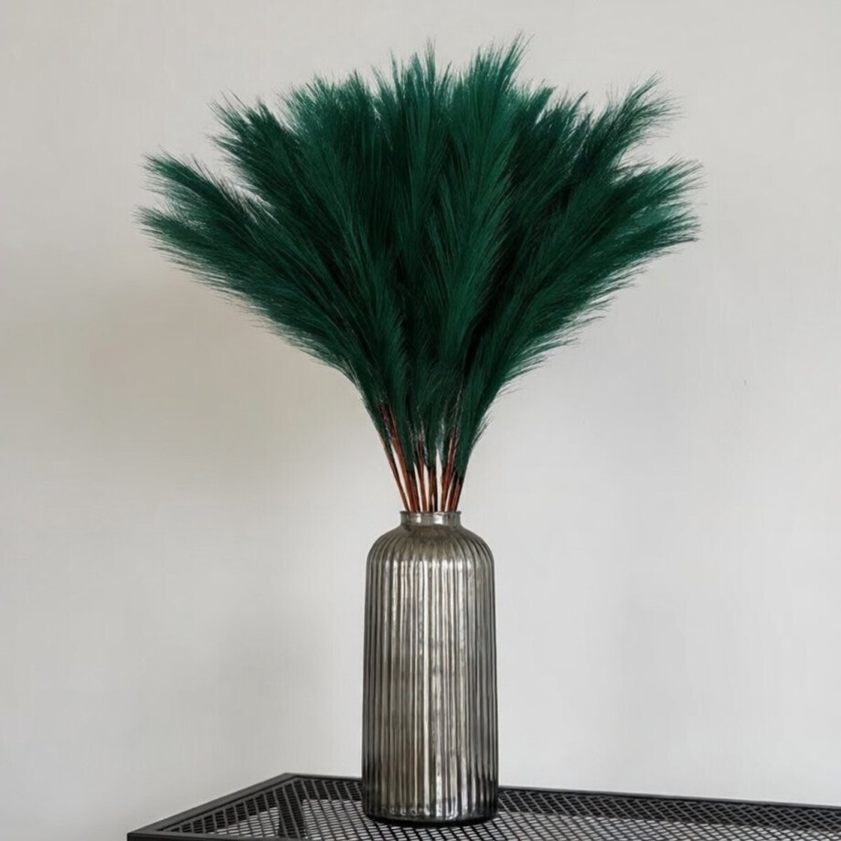 Luxe Pampasgras Donkergroen - 9 Stuks - 55cm - Fluffy & Zijdezacht - Pluist Niet - Boho Woondecoratie & Tafeldecoratie Luxe Pampasgras Donkergroen - 9 Stuks - 55cm - Fluffy & Zijdezacht - Pluist Niet - Boho Woondecoratie & Tafeldecoratie afbeelding 1
