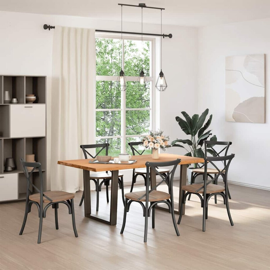 vidaXL - Eettafel - met - natuurlijke - rand - 180x100x74 - cm - massief - eikenhout vidaXL - Eettafel - met - natuurlijke - rand - 180x100x74 - cm - massief - eikenhout afbeelding 1