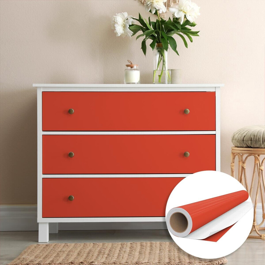 Waterdichte vinyl zelfklevende rol per meter - Afwasbare sticker voor keuken, meubels, kasten, deuren - 60 cm x 5 m - Papaverrood Waterdichte vinyl zelfklevende rol per meter - Afwasbare sticker voor keuken, meubels, kasten, deuren - 60 cm x 5 m - Papaverrood afbeelding 1