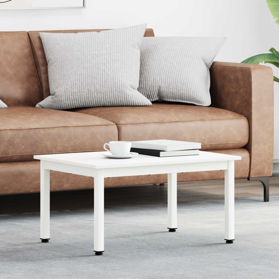 vidaXL - Salontafel - Wit - 60 - x - 50 - x - 36 - cm - Massief - grenenhout afbeelding 1