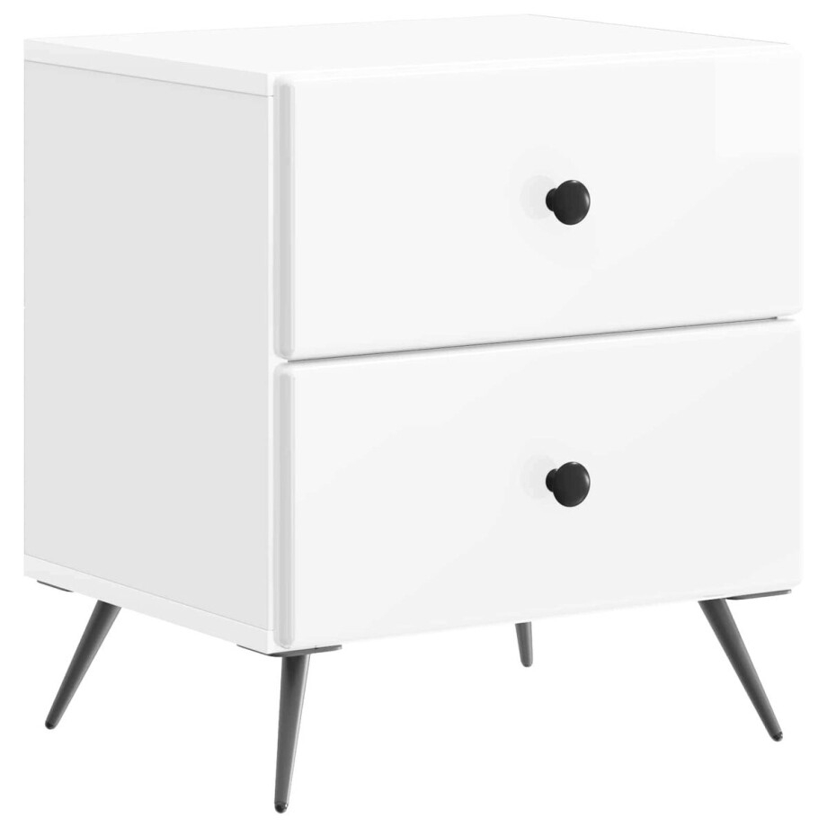 vidaXL - Nachtkastje - Hoogglans - Wit - 43 - x - 34,5 - x - 47,5 - cm - Bewerkt - hout afbeelding 1
