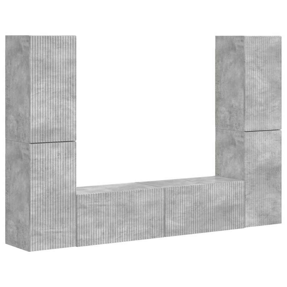 vidaXL - Tv-meubelset - 6 - st - Betongrijs - Bewerkt - hout vidaXL - Tv-meubelset - 6 - st - Betongrijs - Bewerkt - hout afbeelding 1