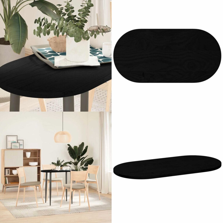 vidaXL Tafelblad 80x40x2 cm ovaal massief eikenhout donkerbruin - Tafelblad - Tafelbladen - Salontafelblad - Bijzettafelblad afbeelding 1