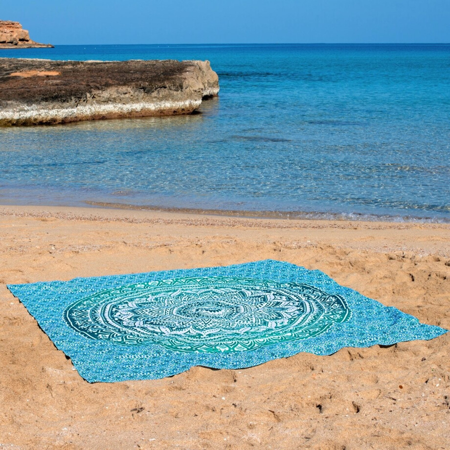 Bohemida - XXL Groot Vakantie Strandlaken -tweepersoons 220x235cm Ibiza Strandkleed - 100% Katoen - Groen Ombre - Sneldrogende Strandlakens Bohemida - XXL Groot Vakantie Strandlaken -tweepersoons 220x235cm Ibiza Strandkleed - 100% Katoen - Groen Ombre - Sneldrogende Strandlakens afbeelding 1