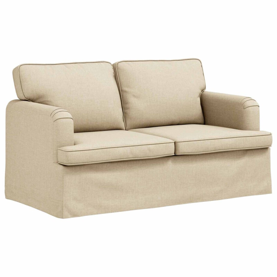 vidaXL - Bank - Crème - 144 - x - 80 - x - 85 - cm - Stof afbeelding 1