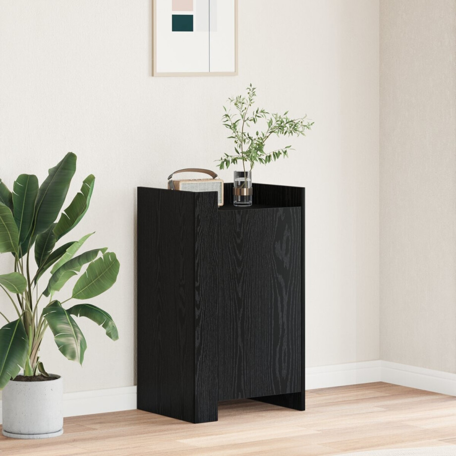 vidaXL - Dressoir - Zwart - Eiken - 45 - x - 35 - x - 75 - cm afbeelding 1