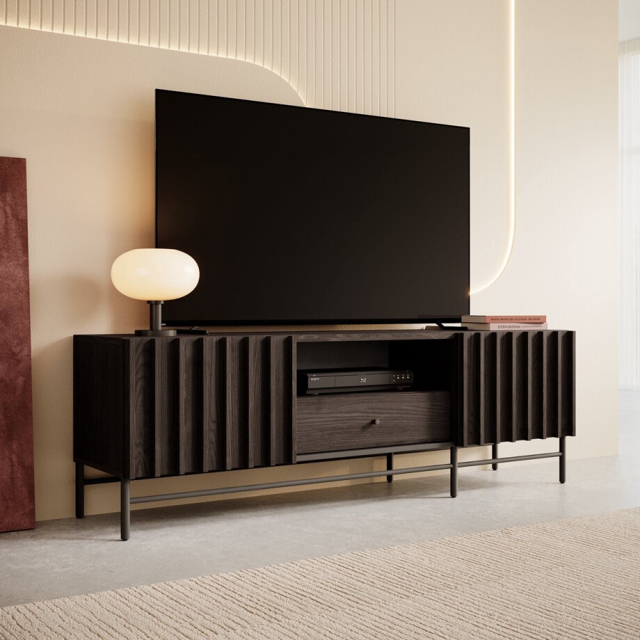 Meubella - TV-Meubel Paz - Donker eiken - 165 cm afbeelding 1