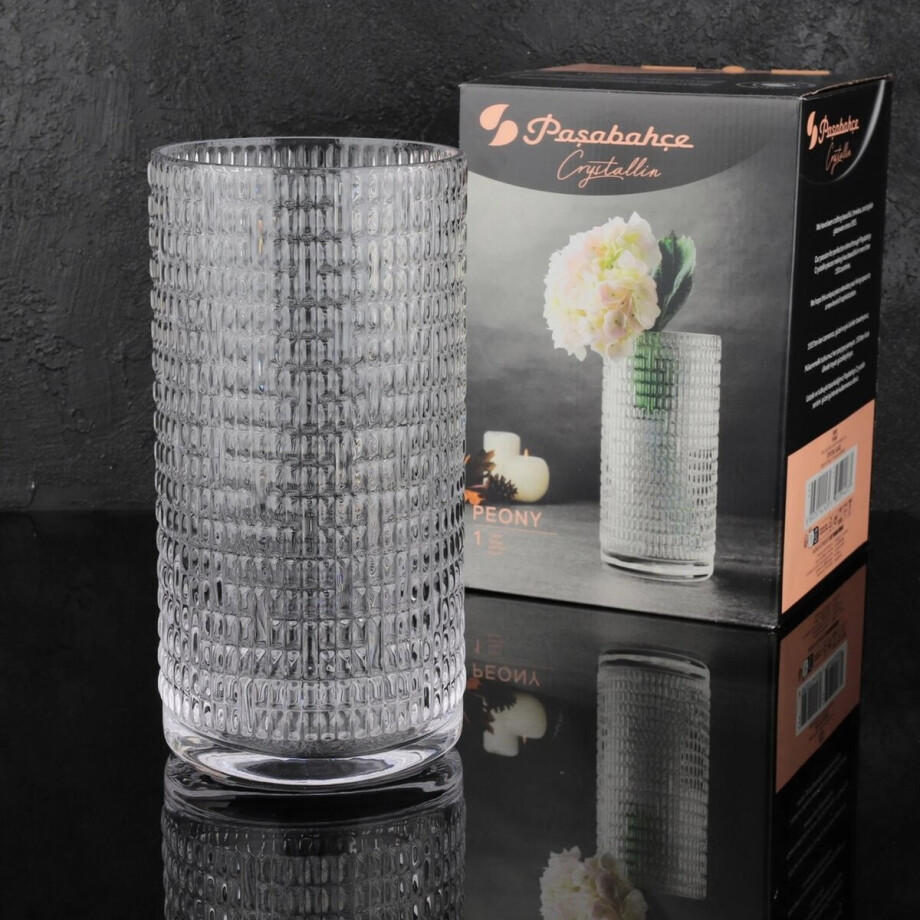 Pasabahce Peony - Crystall Glass - Glazen Vaas - 260 mm - Handgemaakt afbeelding 1