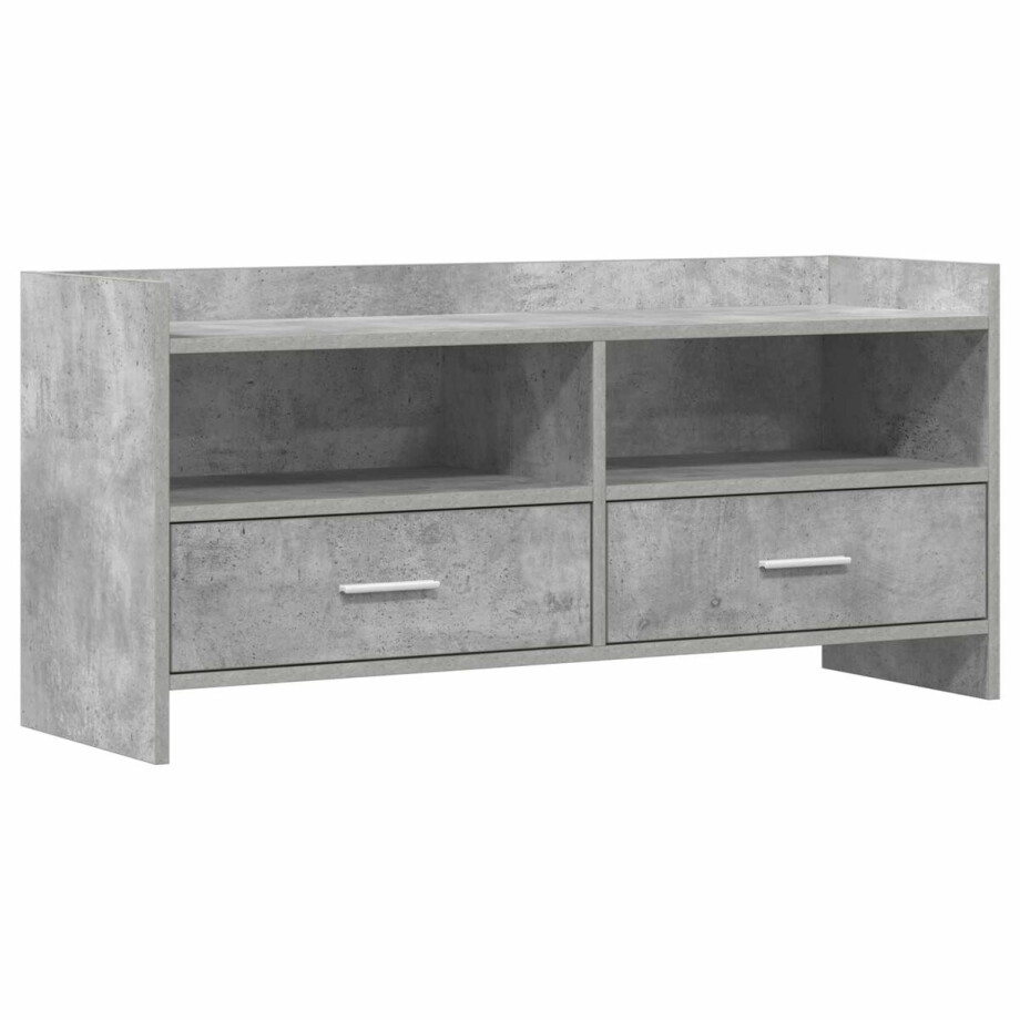 vidaXL - TV - Kast - 100 - x - 33 - x - 47 - cm - Betongrijs - Bewerkt - hout afbeelding 1