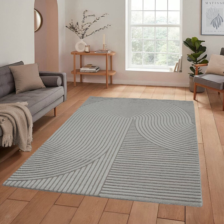 Flycarpets Eliora Vloerkleed Modern Japandi - Grijs - Laagpolig Tapijt Woonkamer - 120x170 cm afbeelding 1