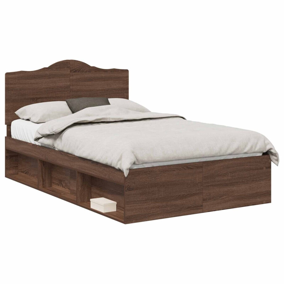 vidaXL - Bedframe - Bruin - Eiken - 120 - x - 190 - cm - Massief - grenenhout afbeelding 1