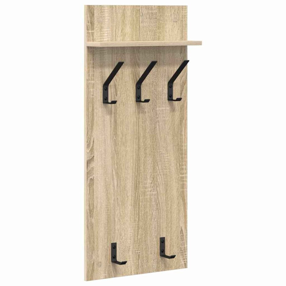 vidaXL - Wandgemonteerde - kapstok - Sonoma - Eik - 40 - x - 10 - x - 90 - cm - Bewerkt - hout afbeelding 1