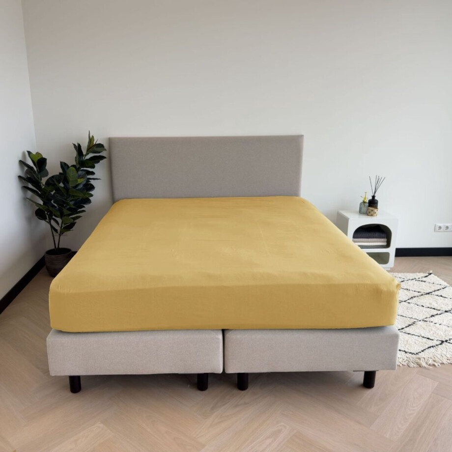 Kayori Emma Hoeslaken Katoensatijn - 180x200cm - Matrasdikte 35cm - Rondom Elastiek - Goud afbeelding 1