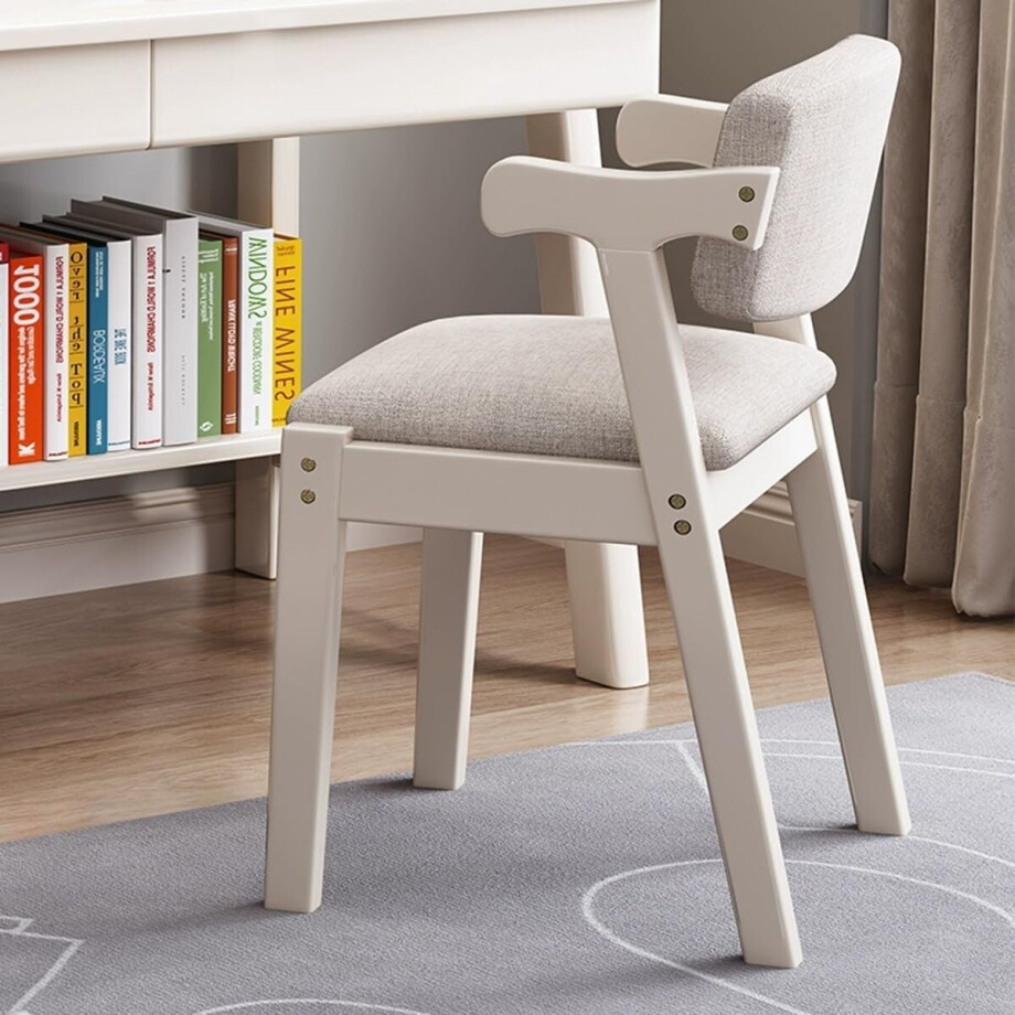 Esszimmerstuhl aus Holz 39 x 42,5 x 87 cm – Ergonomischer Essstuhl mit gepolsterter Leinen-Sitzfläche, moderner Küchenstuhl / Wohnzimmerstuhl / Bürostuhl – Weiß – Abkantoor Esszimmerstuhl aus Holz 39 x 42,5 x 87 cm – Ergonomischer Essstuhl mit gepolsterter Leinen-Sitzfläche, moderner Küchenstuhl / Wohnzimmerstuhl / Bürostuhl – Weiß – Abkantoor afbeelding 1