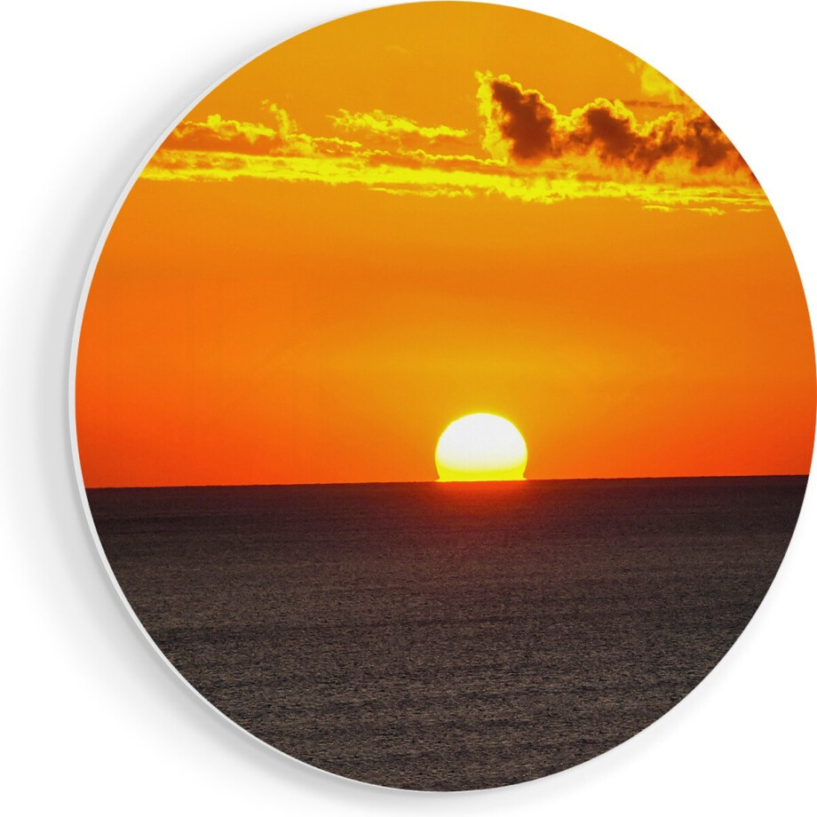 Artaza Forex Muurcirkel Oranje Zonsondergang In De Oceaan - 70x70 cm - Wandcirkel - Rond Schilderij - Wanddecoratie Cirkel - Muurdecoratie afbeelding 1