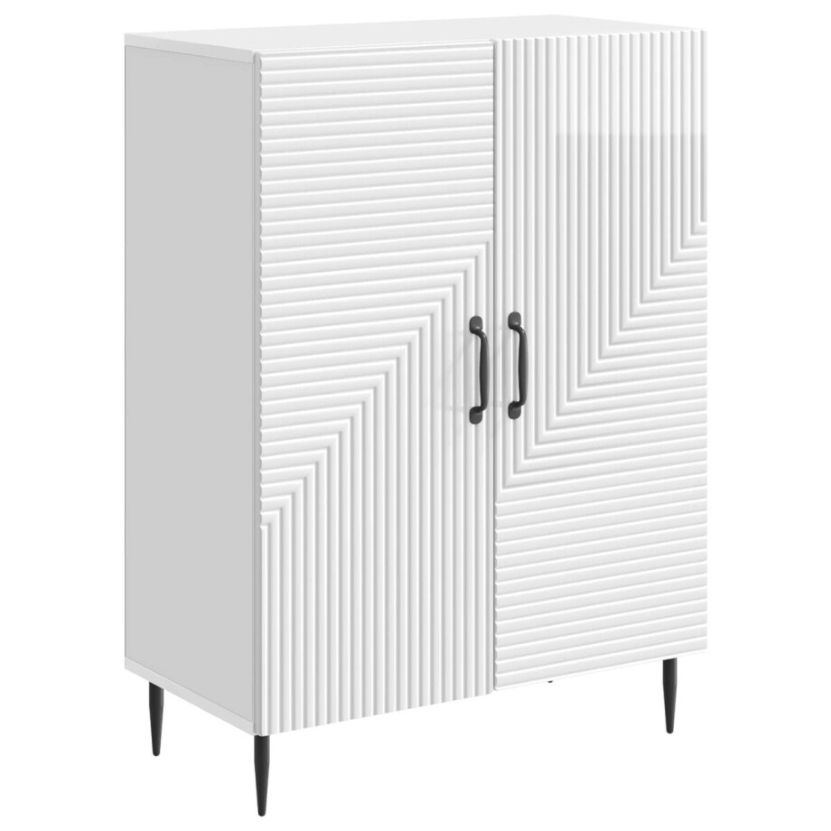 vidaXL - Dressoir - Hoogglans - Wit - 66 - x - 34,5 - x - 89,5 - cm - Bewerkt - hout afbeelding 1