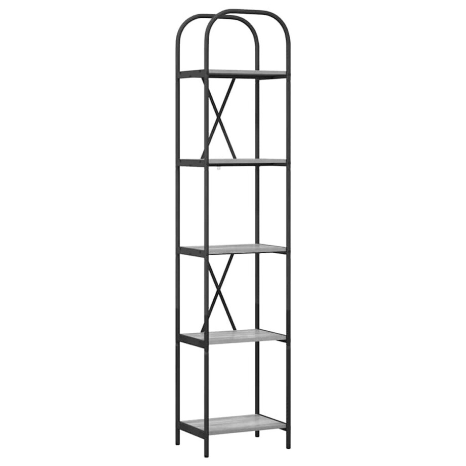 vidaXL - Boekenplank - 5-laags - 40 - x - 30 - x - 183 - cm - Bewerkt - hout - Grijs - Sonoma afbeelding 1