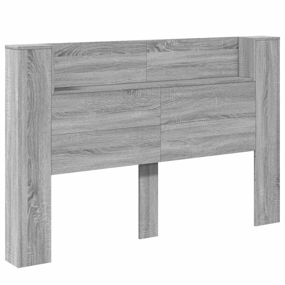 vidaXL - Hoofdeinde - Kast - met - LED - Grijze - Sonoma - Bewerkt - hout vidaXL - Hoofdeinde - Kast - met - LED - Grijze - Sonoma - Bewerkt - hout afbeelding 1