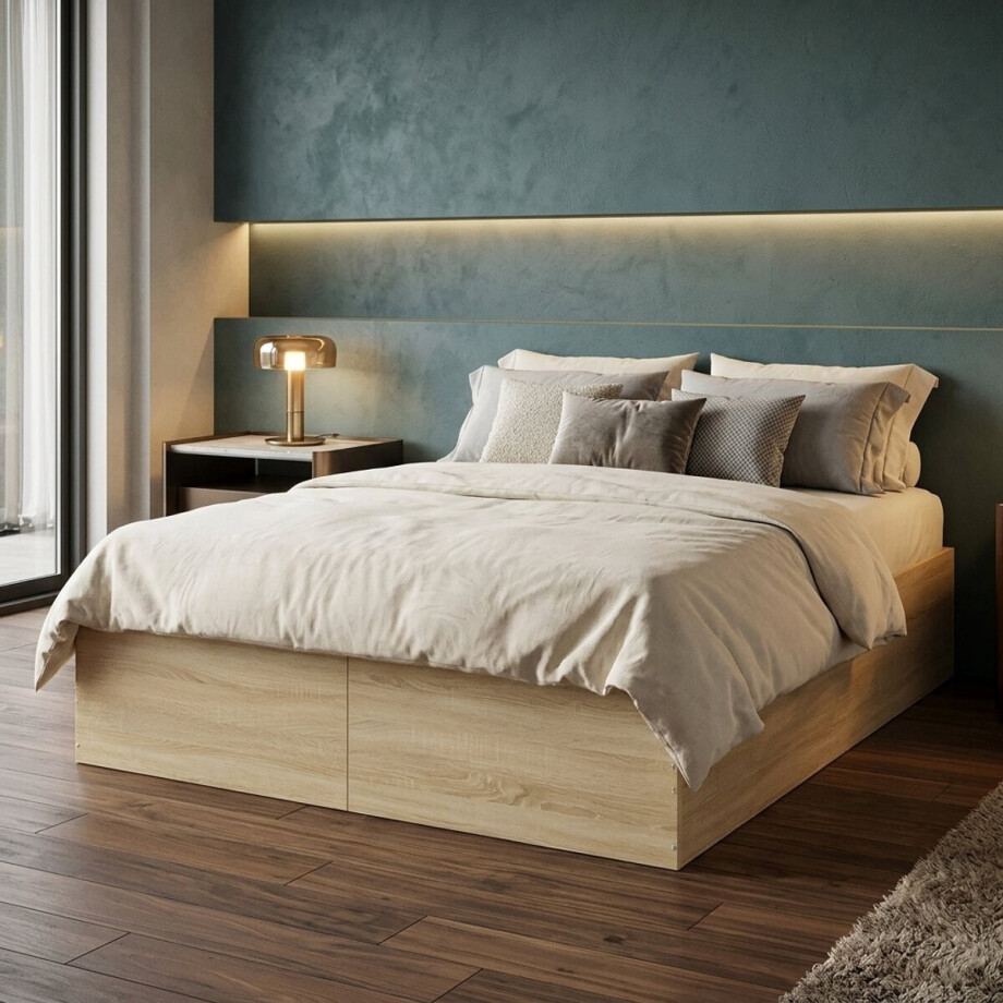Luxe Bedframe Sonoma Eiken 160x200 cm – Modern Tweepersoons Bed met Hoofdbord – Stevig Houten Bedframe van Hoogwaardig Bewerkt Hout – Scandinavisch Design – Slaapkamer Bed Zonder Matras Medahomestore Luxe Bedframe Sonoma Eiken 160x200 cm – Modern Tweepersoons Bed met Hoofdbord – Stevig Houten Bedframe van Hoogwaardig Bewerkt Hout – Scandinavisch Design – Slaapkamer Bed Zonder Matras Medahomestore afbeelding 1